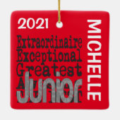 Junior Extraordinaire CUSTOM Keramisch Ornament (Achterkant)