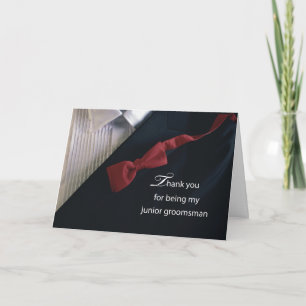 Junior Groomsman bedankt u voor het rode Stropdas Kaart