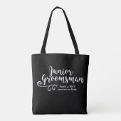 Junior Groomsman Canvas tas | Cool Modern Script (Achterkant)