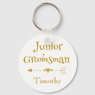 Junior Groomsman Golden en White Sleutelhanger