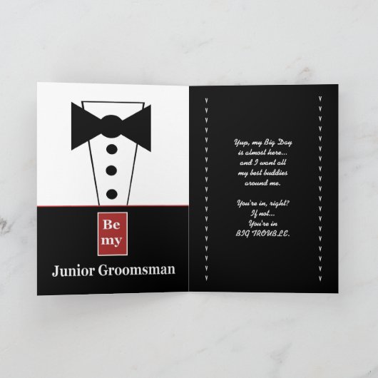 JUNIOR GROOMSMAN Uitnodiging met Tux - Funny (Binnen)