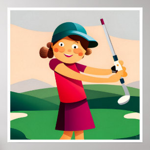 Junior Meisjes Golf Art Print
