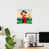 Junior Meisjes Golf Art Print (Thuiskantoor)