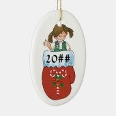 Junior Mitten Brunette Keramisch Ornament (Rechts)