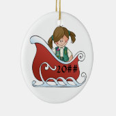 Junior Sled Brunette Keramisch Ornament (Rechts)