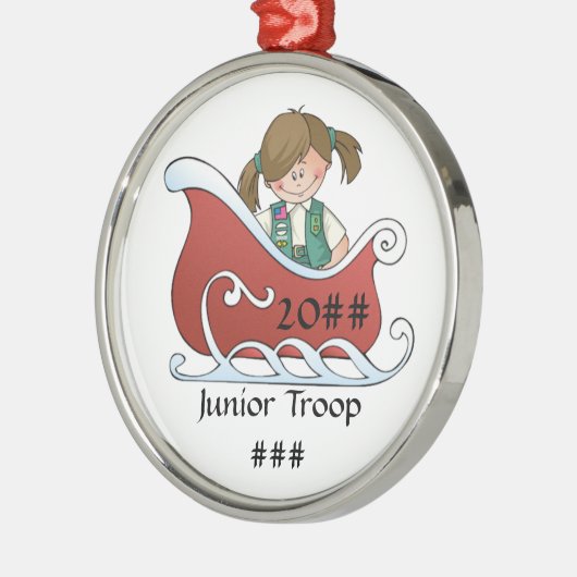 Junior Sled Brunette Metalen Ornament (Links)