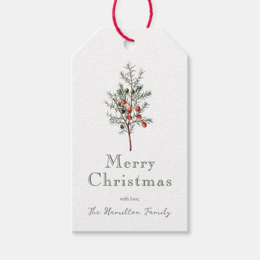 Juniper Branch Custom Vakantie Custom Cadeaulabel (Voorkant)