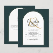 Juniper Green Gold Modern Wedding INVITE QR Code (Voorkant / Achterkant)