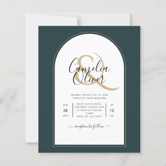 Juniper Green Gold Modern Wedding INVITE QR Code (Voorkant)