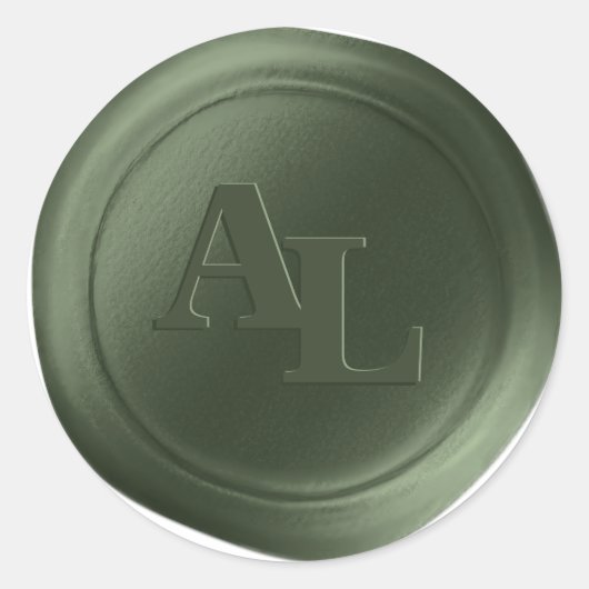 Juniper Groene Wax Seal Monogram Bruiloft Stickers (Voorkant)