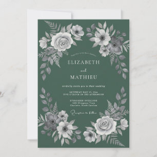 Juniper White Leaf Bruiloft Kaart