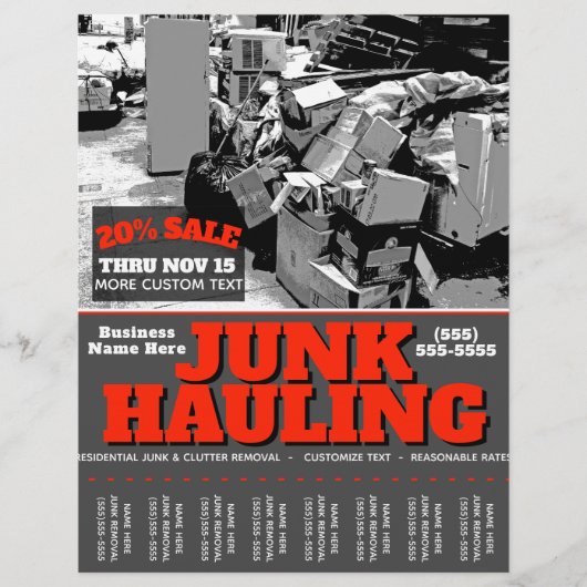 JUNK HAULT GARBAGE REMOVAL Promo Tearsheet Flyer (Voorkant)