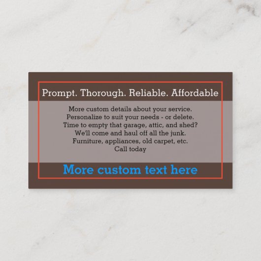 Junk Removal Garbage Hauling Red Pickup Visitekaartje (Achterkant)