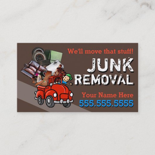 Junk Removal Garbage Hauling Red Pickup Visitekaartje (Voorkant)