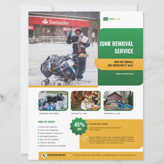 Junk Removal Services Flyer Template (Devant)