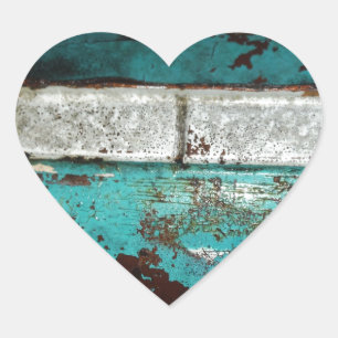 Junk Yard vintage car 50's blauwgroen aqua Hart Sticker