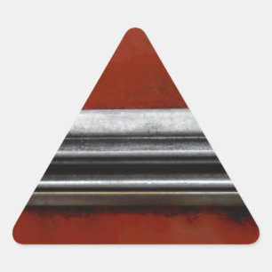 Junk Yard vintage car, Red and Silver Old Paint Driehoek Sticker