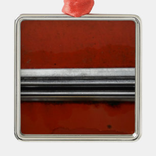 Junk Yard vintage car, Red and Silver Old Paint Metalen Ornament