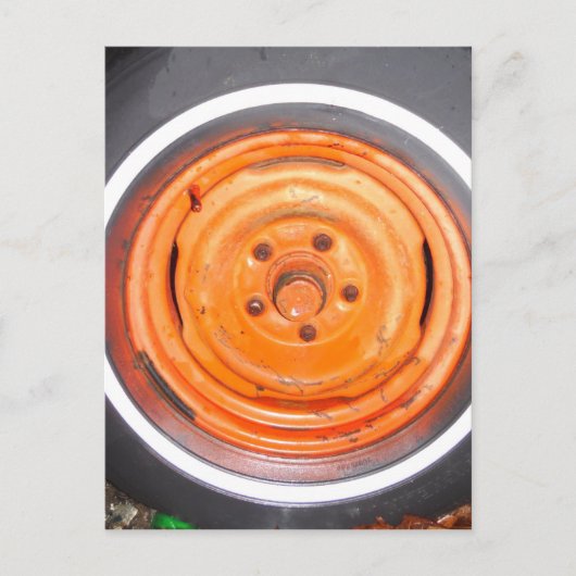 Junk Yard  Wheel, oranje zwart-wit Briefkaart (Voorkant)