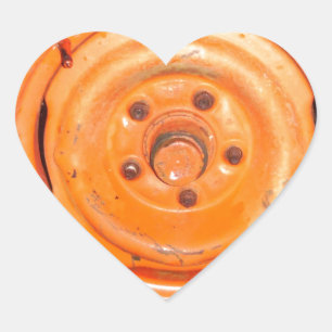 Junk Yard Wheel, oranje zwart-wit Hart Sticker