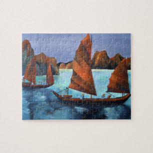 Junks in de aflopende drakenbaai legpuzzel