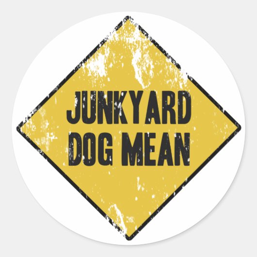 Junkyard Dog Mean Ronde Sticker (Voorkant)