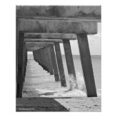 Juno Beach Pier zwart-wit fotografie Foto Afdruk (Voorkant)