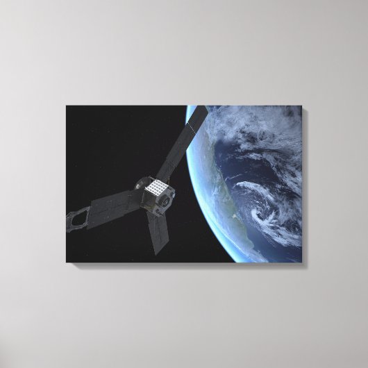 Juno ruimtevaartuig tijdens zijn Earth Flyby Canvas Afdruk (Voorkant)