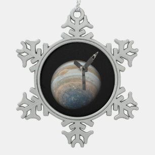 Juno Spacecraft bij Planet Jupiter Tin Sneeuwvlok Ornament