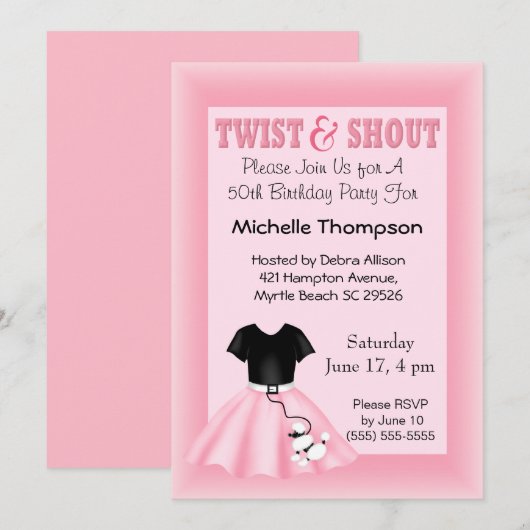 Jupe de caniche Invitations d'anniversaire (Devant / Derrière)