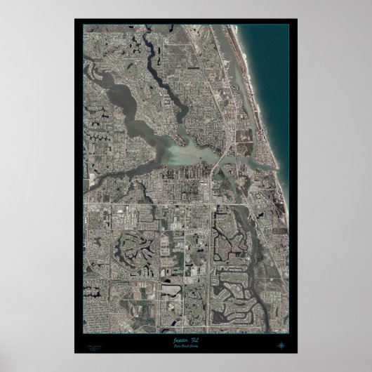 Jupiter, carte satellite poster Floride (Devant)