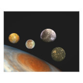 Jupiter en vier manen Galilische satellieten Foto Afdruk (Voorkant)