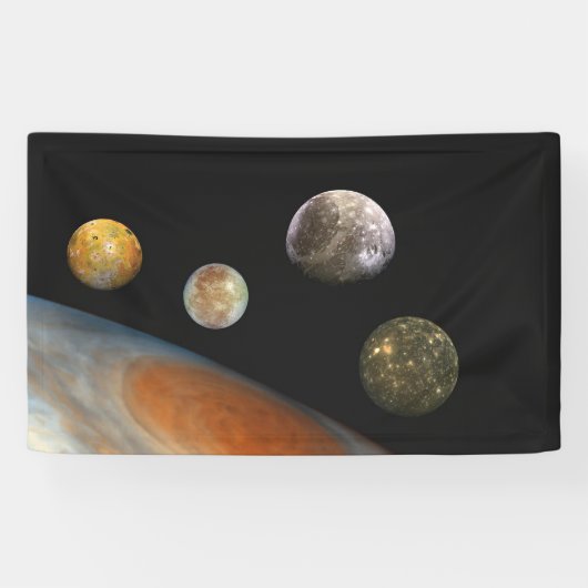 Jupiter en vier manen Galilische satellieten Spandoek (Horizontaal)