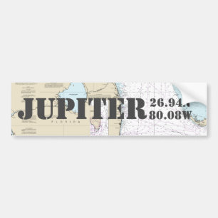 Jupiter FL-breedtegraad navigatiekaart Bumpersticker