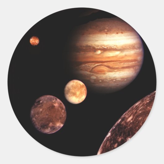 Jupiter Galilean Moons Space & Astronomy Gifts Ronde Sticker (Voorkant)