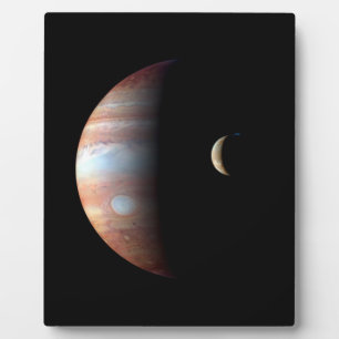 Jupiter Gasreus Planeet & Io Galileïsche Maan Fotoplaat
