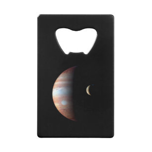 Jupiter Gasreus Planeet & Io Galileïsche Maan Kredietkaart Flessenopener