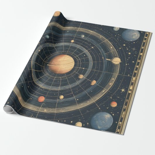 Jupiter-gecentreerd hemelkaart ontwerp (3) cadeaupapier (Uitgerold)