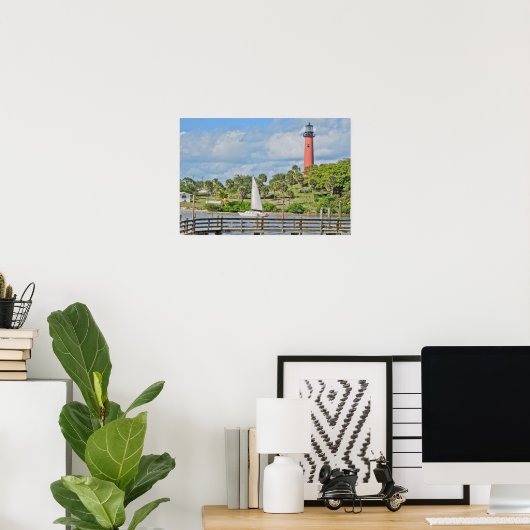 Jupiter Lighthouse en Sailboat Poster (Thuiskantoor)