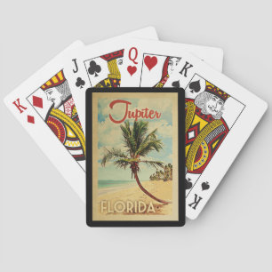 Jupiter Palm Tree Vintage Travel Pokerkaarten