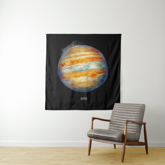 Jupiter Planet Artwork – Kosmische ruimte Illustra Wandkleed (In situ)