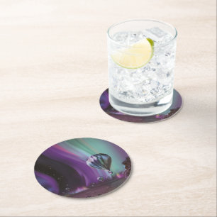 Jupiter Reis per heteluchtballon Bighty Auroras Ronde Kartonnen Onderzetter