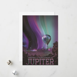 Jupiter Reizen door Hete Luchtballon Bighty Aurora Feestdagenkaart