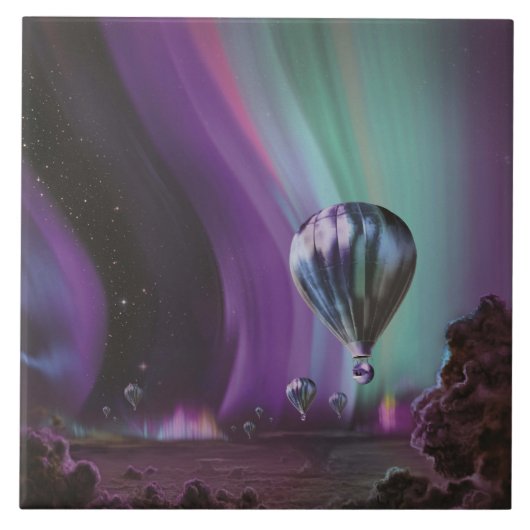 Jupiter Reizen door Hete Luchtballon Bighty Aurora Tegeltje (Voorkant)