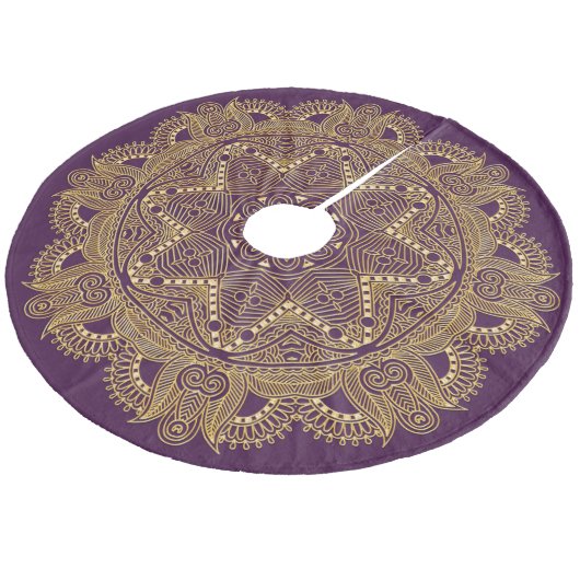 Jupon De Sapin En Molleton Améthyste foncé violet Mandala Star Motif (Angle)