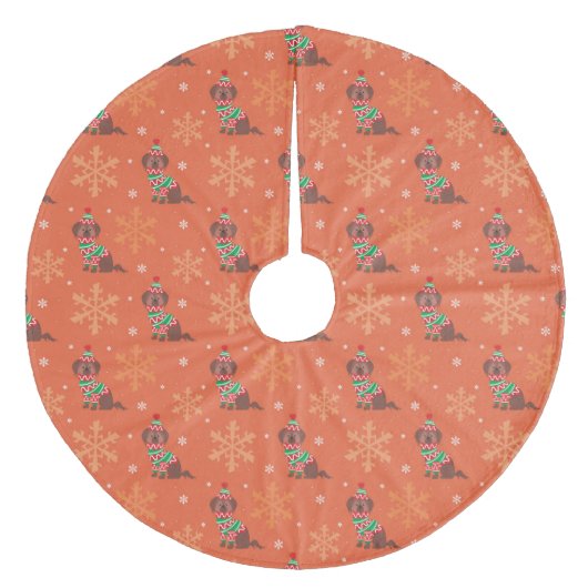 Jupon De Sapin En Molleton Chocolat Labrador motif de Noël (Devant)