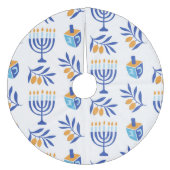 Jupon De Sapin En Molleton Dreidel et Menorah White Hanoukka (Devant)