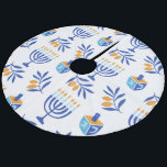 Jupon De Sapin En Molleton Dreidel et Menorah White Hanoukka<br><div class="desc">Dreidel et Menorah White Hanoukka Fleece Tree Jupe</div>