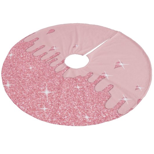 Jupon De Sapin En Molleton Effet Parties scintillant rose et étincelles (Angle)