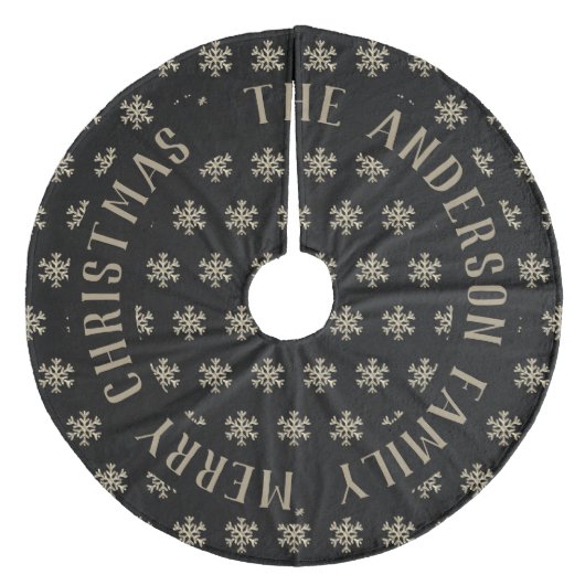 Jupon De Sapin En Molleton Élégant Noël Snowflakes Motif Noir (Devant)